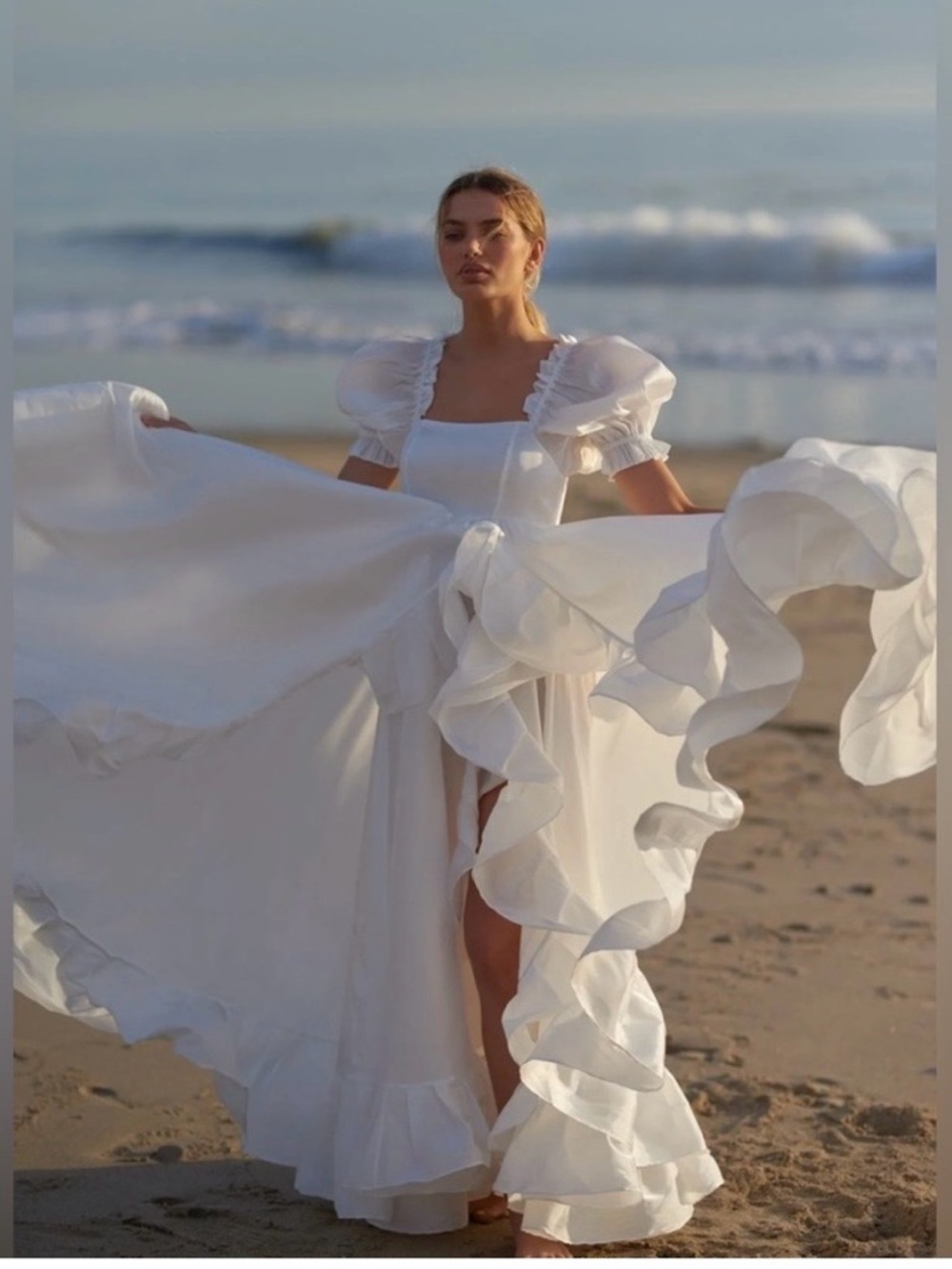Selkie Ruffle dress in white - Picture 2 of 8
